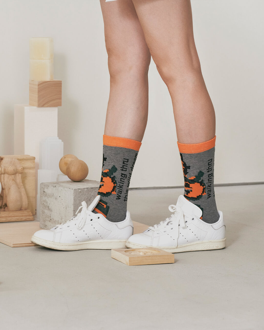 ROSE-cotton crew socks