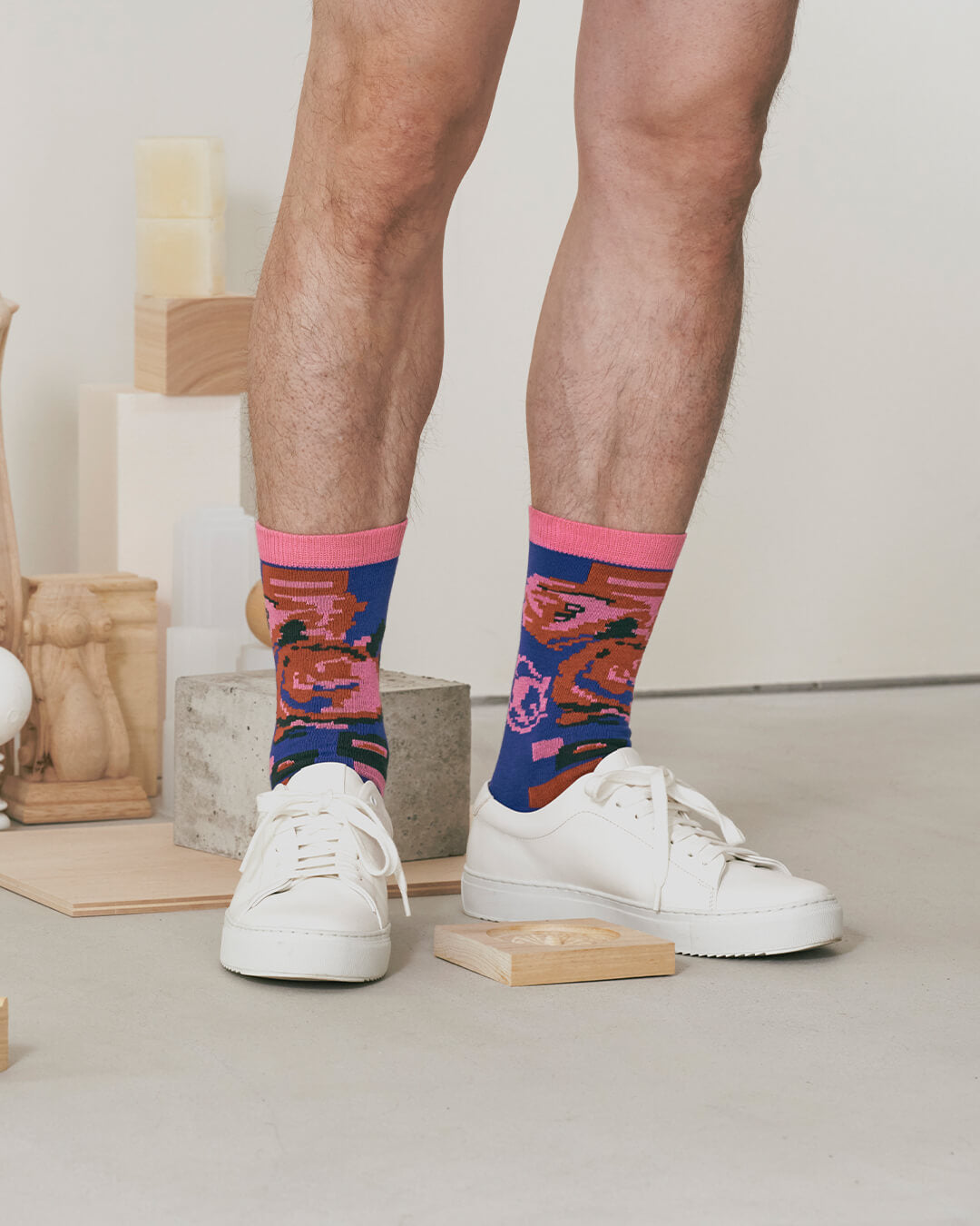 ROSE-cotton crew socks