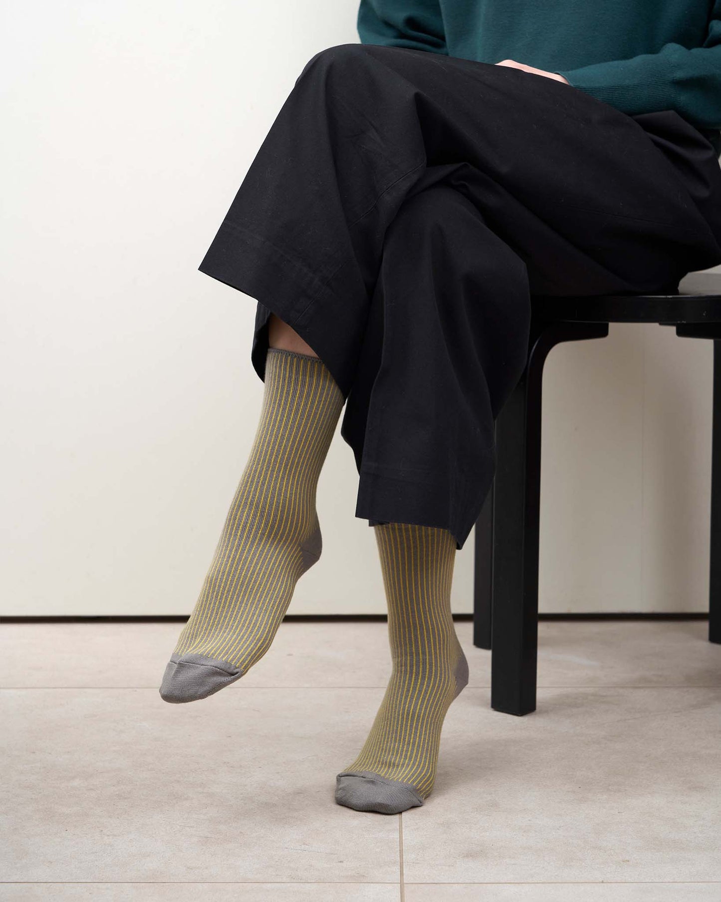 TWO TOUN RIBBED-crew socks