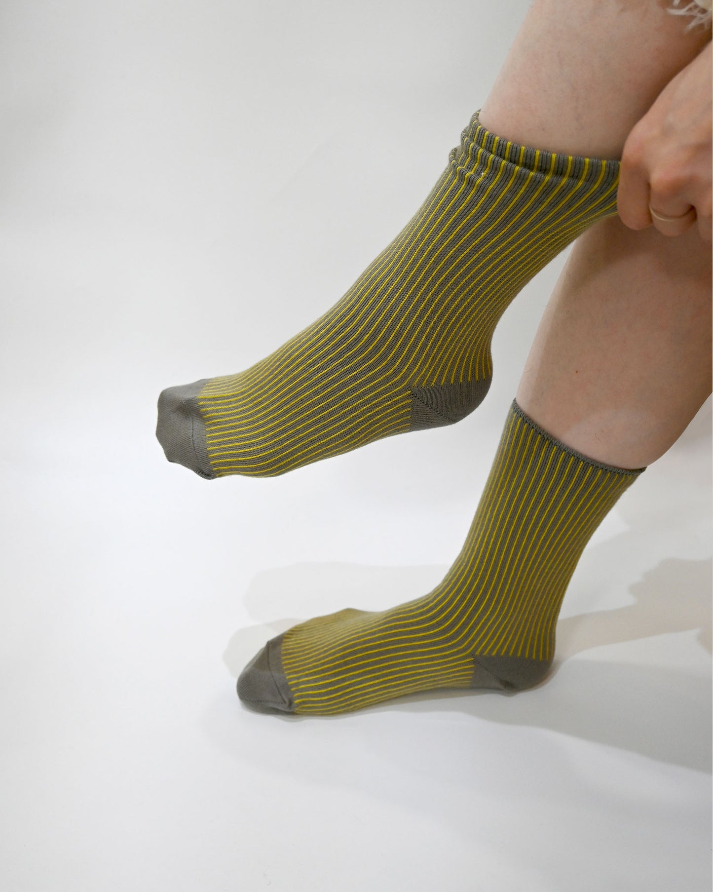 TWO TOUN RIBBED-crew socks