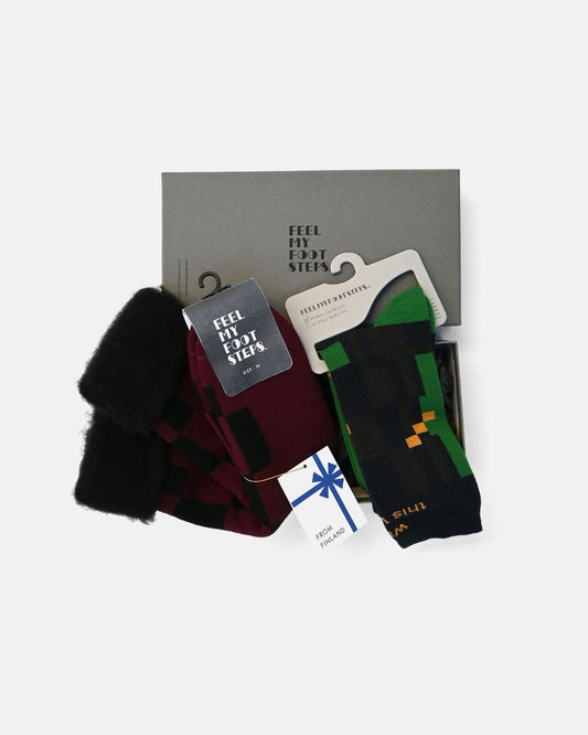 Gift Box｜LATTICE〈bordeaux〉＆ FOREST〈navy〉（2 Pairs / S-M）