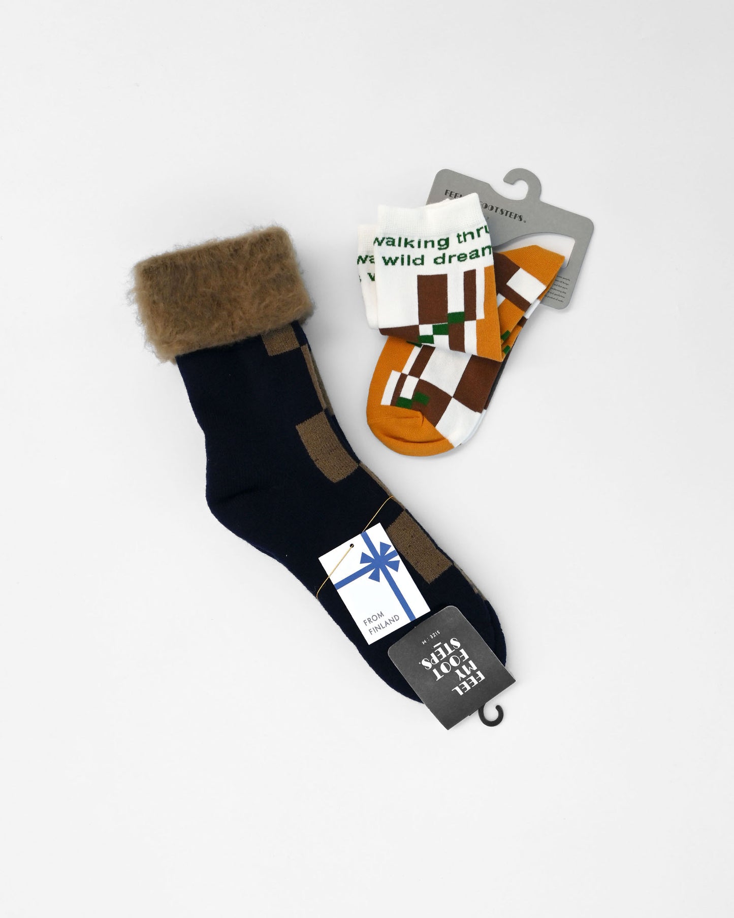 Gift Box｜LATTICE〈navy〉＆ FOREST〈mustard〉（2 Pairs / S-M）