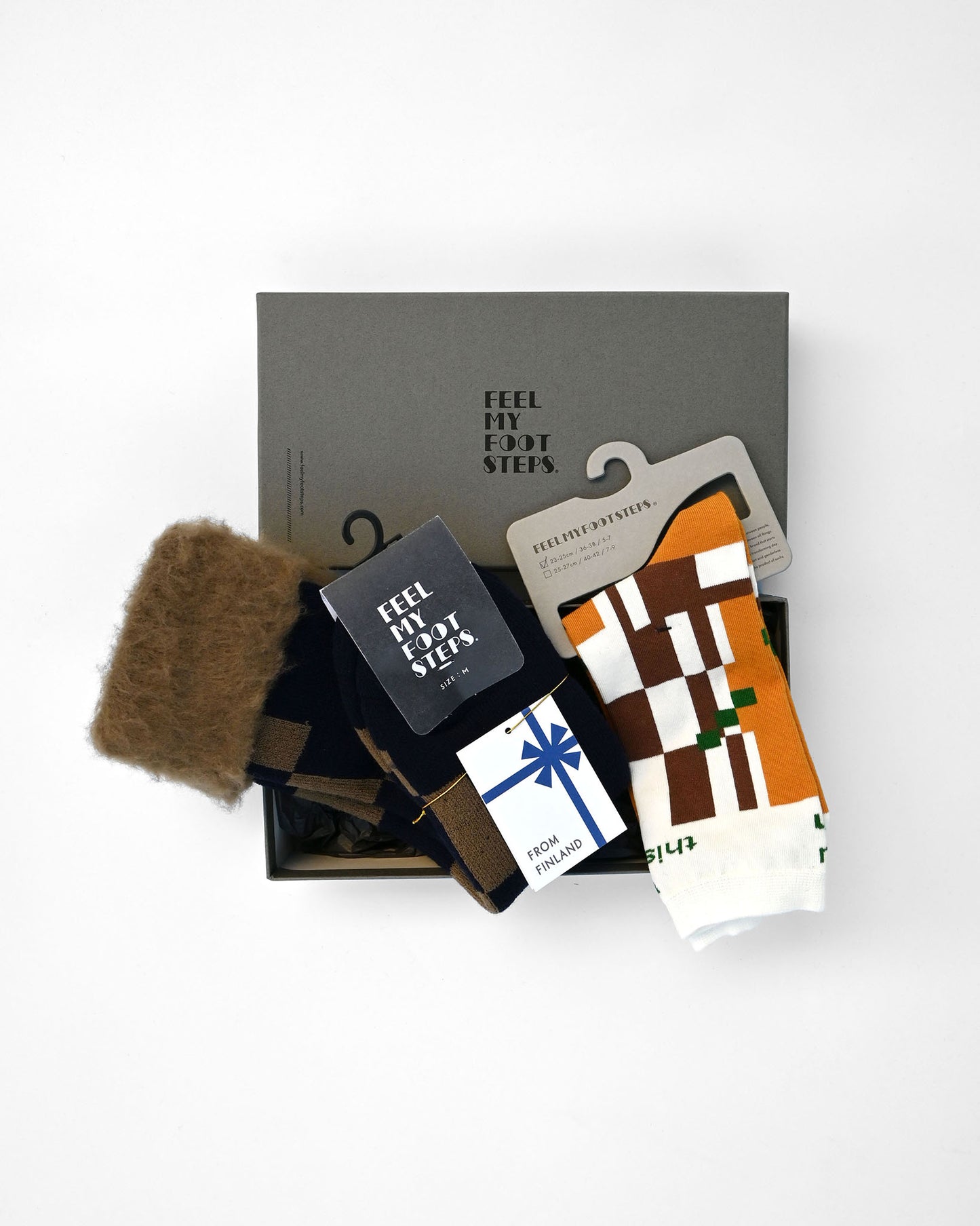 Gift Box｜LATTICE〈navy〉＆ FOREST〈mustard〉（2 Pairs / S-M）