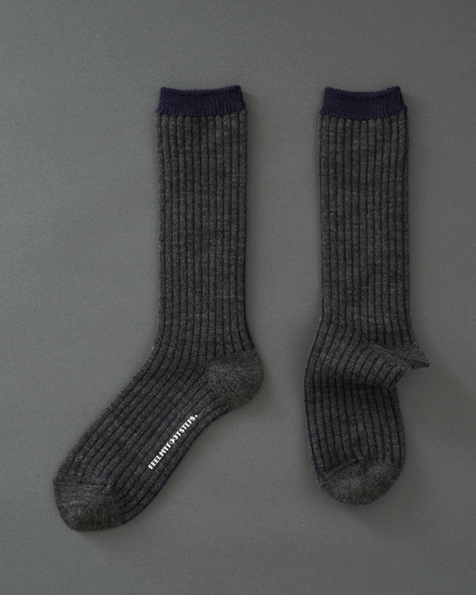 TWO TONE RIBBED-double cylinder socks-mel.grey