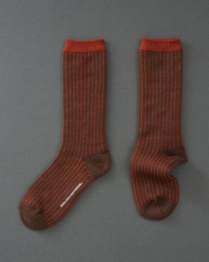 TWO TONE RIBBED-double cylinder socks-sepia