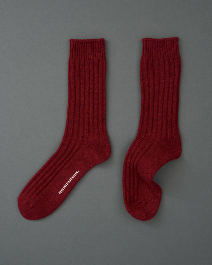 BASIC RIBBED-double cylinder socks-red