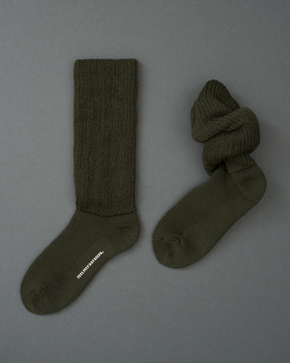 DOUBLE WARMER-wool loose socks-green