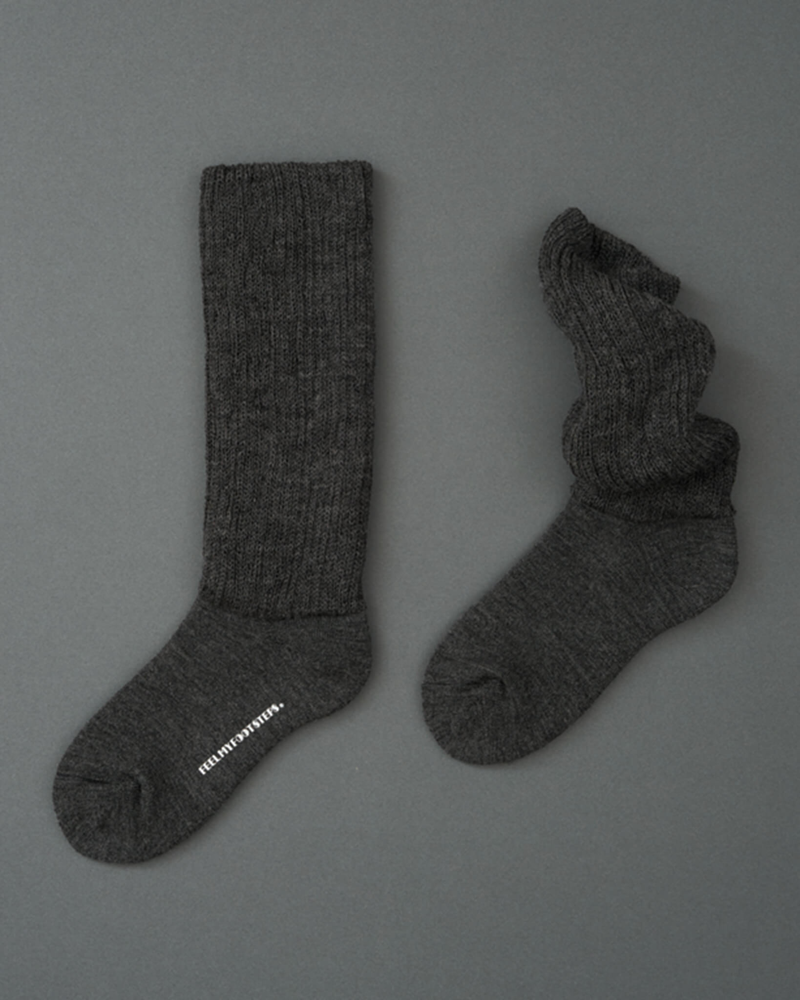 DOUBLE WARMER-wool loose socks-mel. grey