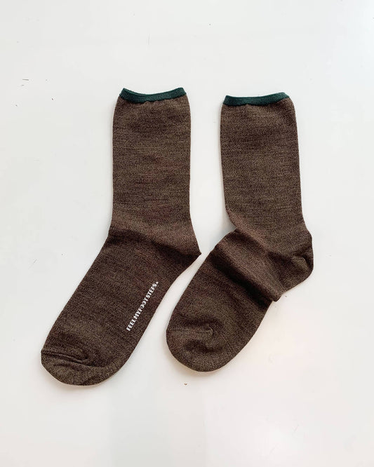 SIMPLE-pattern socks-brown