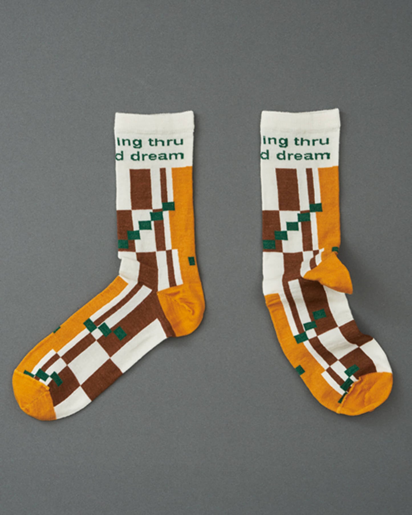 FOREST-pattern socks-mustard