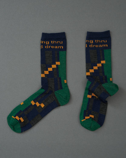 FOREST-pattern socks-navy
